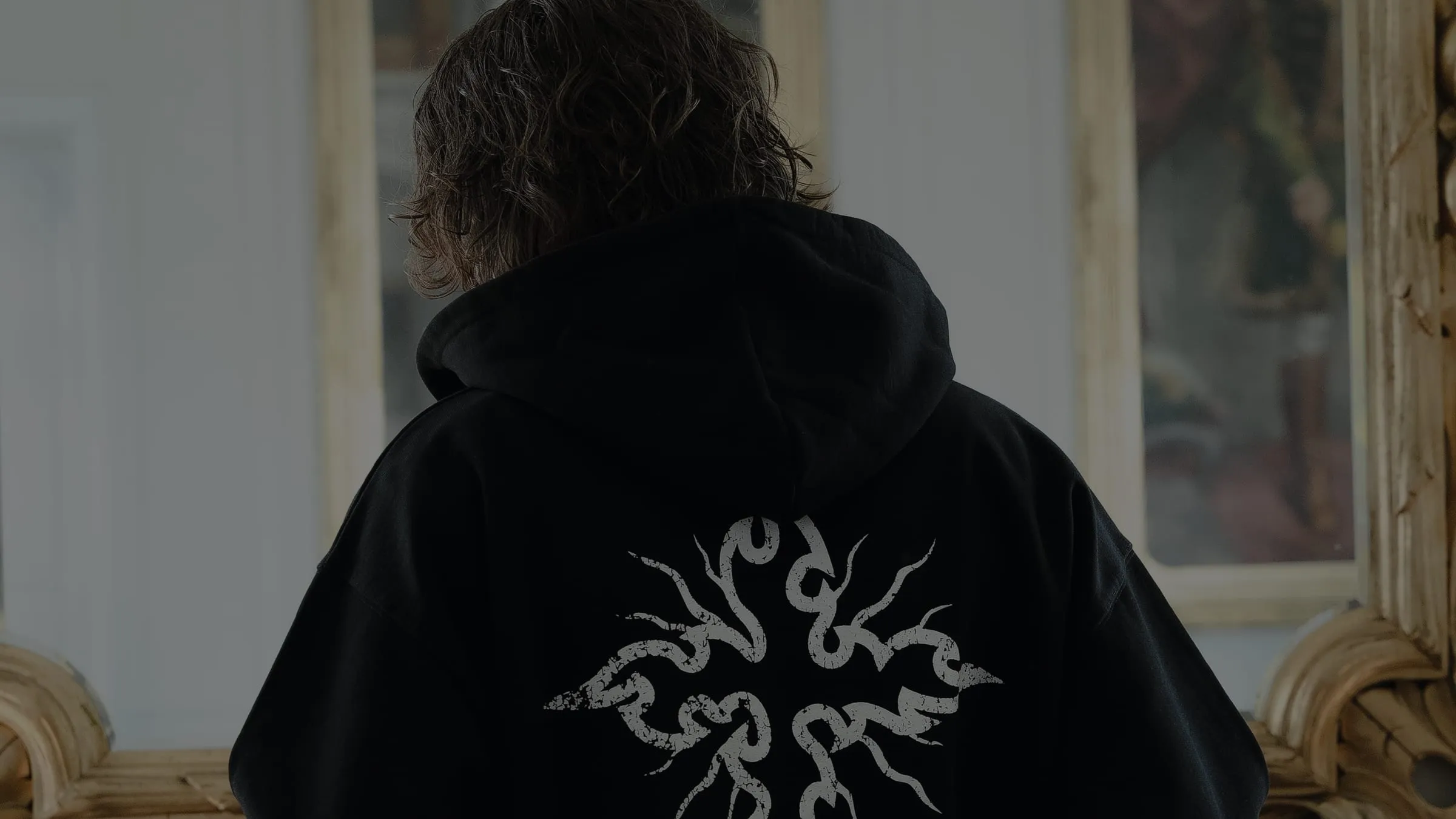 BUNNY FTR campaign still, hooded back graphic